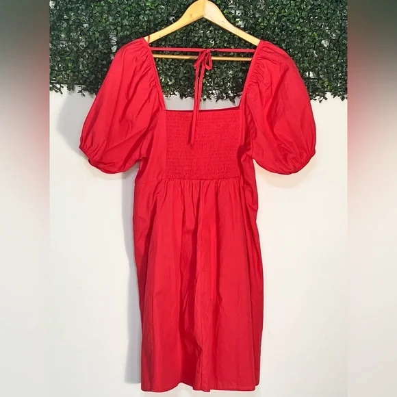 Draper James Ladies Red Puff Sleeve Dress Size Large NWT - Picture 5 of 10